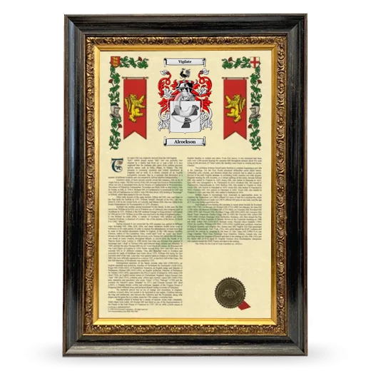 Alcockson Armorial History Framed - Heirloom