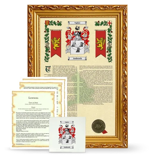 Awlecech Framed Armorial, Symbolism and Large Tile - Gold