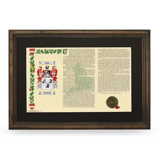 Awlecock Deluxe Armorial Landscape Framed - Brown