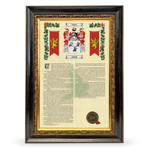 Aylcok Armorial History Framed - Heirloom