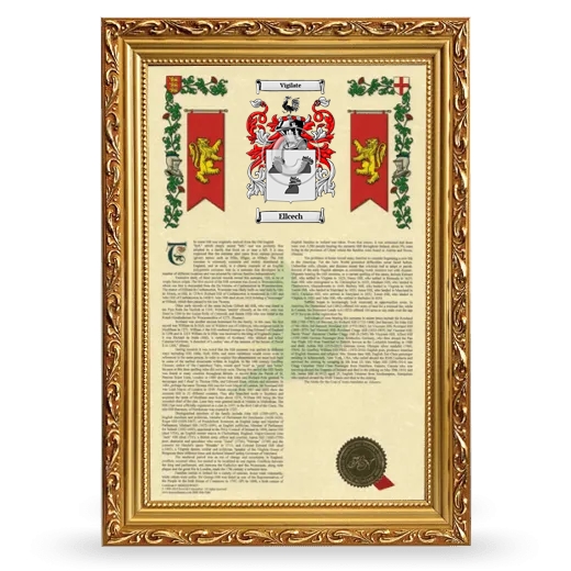 Ellcech Armorial History Framed - Gold