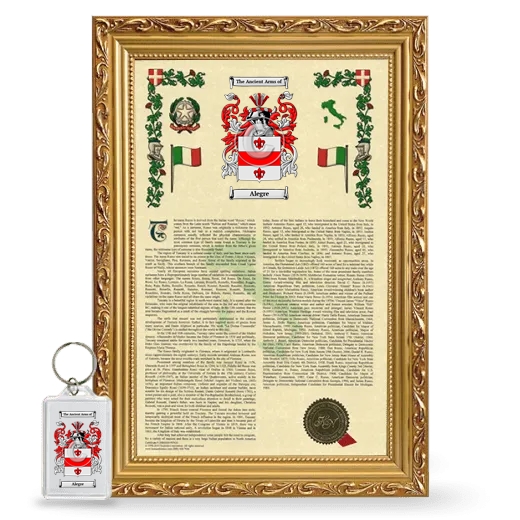Alegre Framed Armorial History and Keychain - Gold