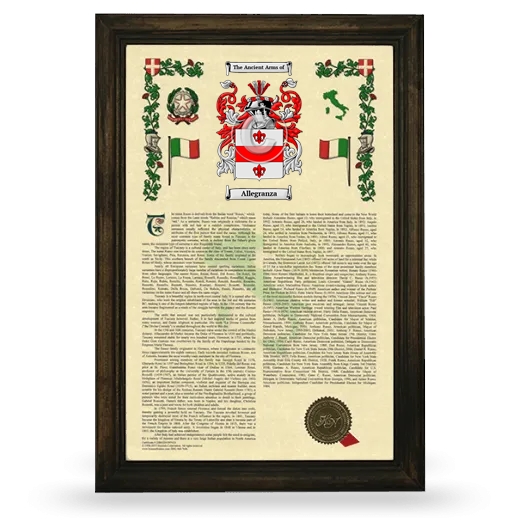 Allegranza Armorial History Framed - Brown