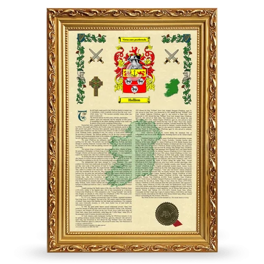 Hallion Armorial History Framed - Gold