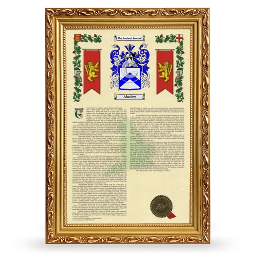 Alnabey Armorial History Framed - Gold