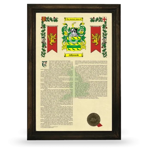 Aillywarde Armorial History Framed - Brown