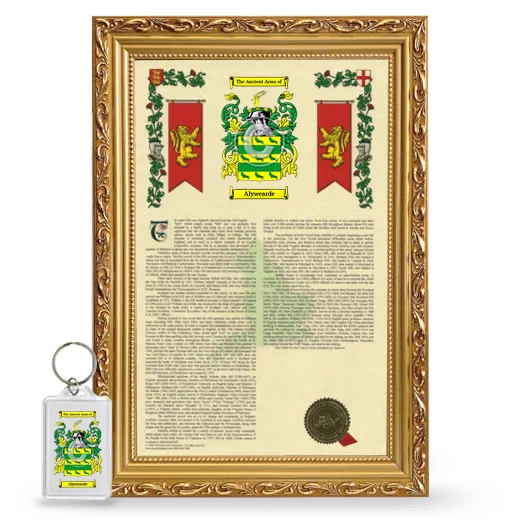 Alywearde Framed Armorial History and Keychain - Gold