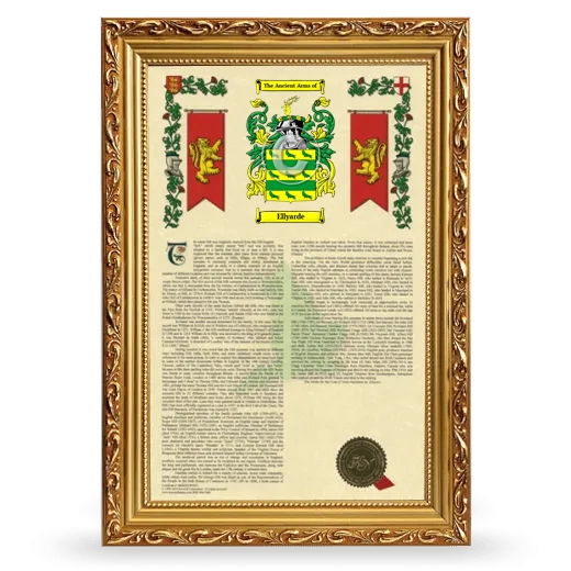 Ellyarde Armorial History Framed - Gold