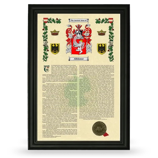 Allshouse Armorial History Framed - Black