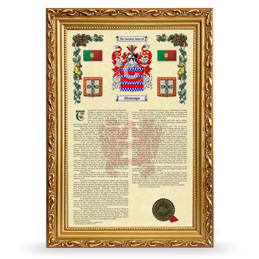 Alvarenga Armorial History Framed - Gold