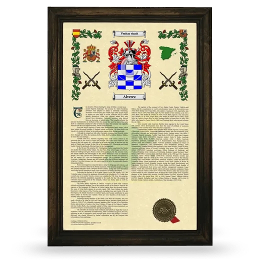 Alverez Armorial History Framed - Brown