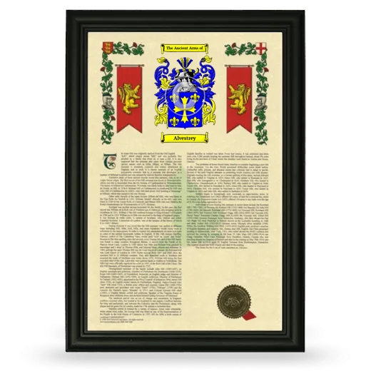 Alvestrey Armorial History Framed - Black