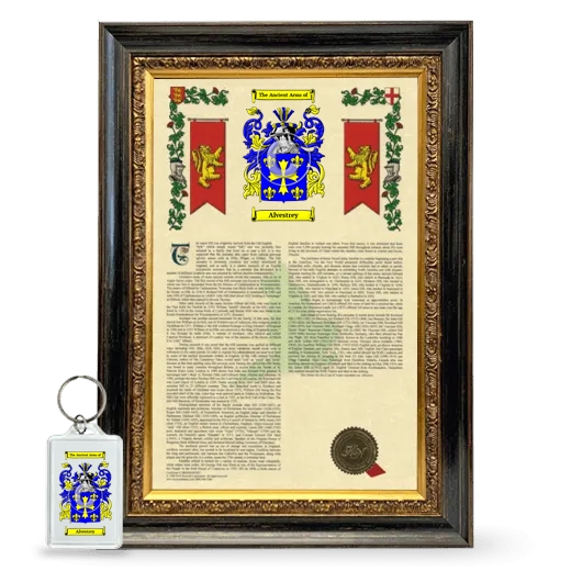 Alvestrey Framed Armorial History and Keychain - Heirloom