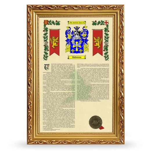 Halversen Armorial History Framed - Gold