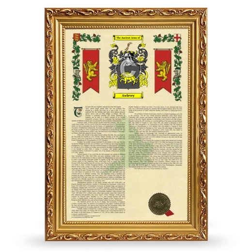 Awlevey Armorial History Framed - Gold