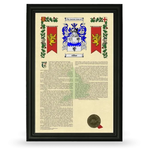 Alfine Armorial History Framed - Black