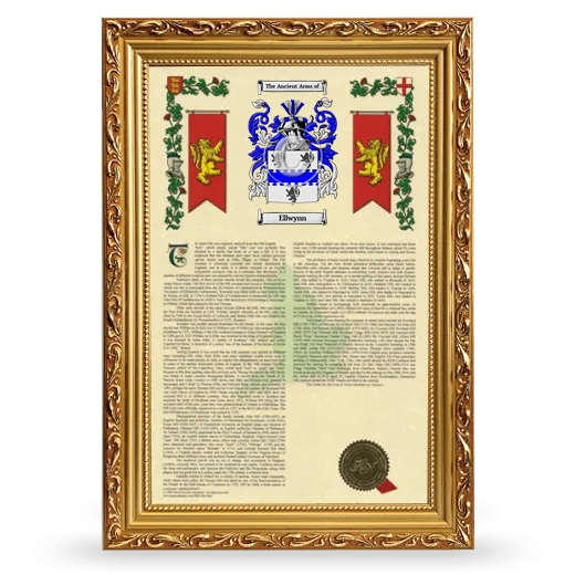 Ellwynn Armorial History Framed - Gold