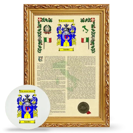 Amedeo Framed Armorial History and Mouse Pad - Gold