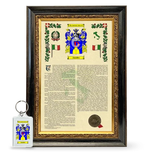 Amodeo Framed Armorial History and Keychain - Heirloom