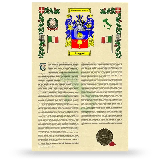 Broggini Armorial History with Coat of Arms