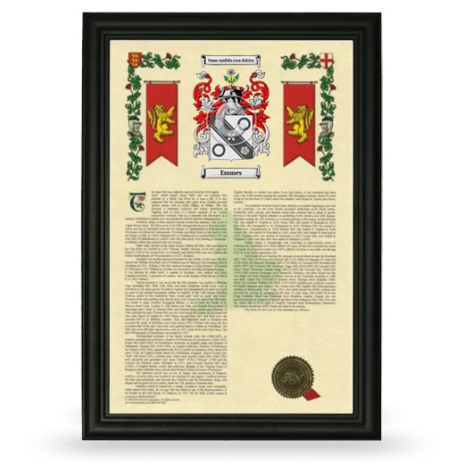 Emmes Armorial History Framed - Black