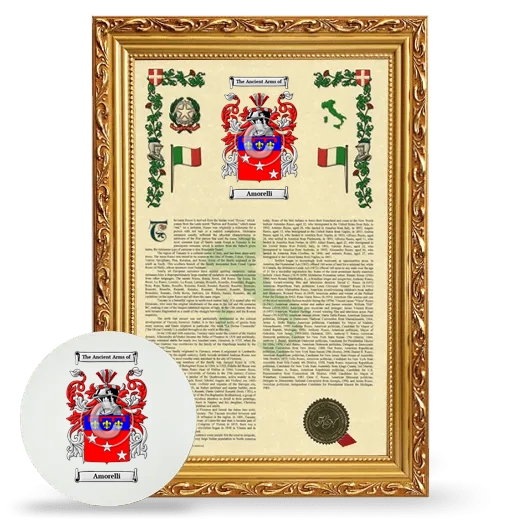 Amorelli Framed Armorial History and Mouse Pad - Gold