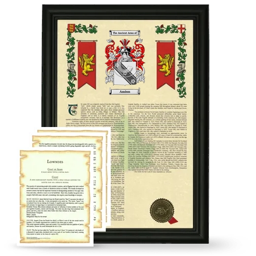 Amiun Framed Armorial History and Symbolism - Black