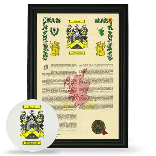 Awlyncroomb Framed Armorial History and Mouse Pad - Black