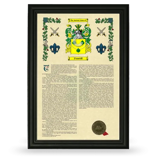 D'anctill Armorial History Framed - Black