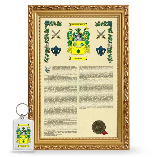 D'anctill Framed Armorial History and Keychain - Gold
