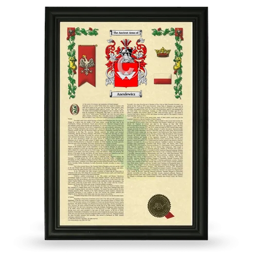 Anculewicz Armorial History Framed - Black