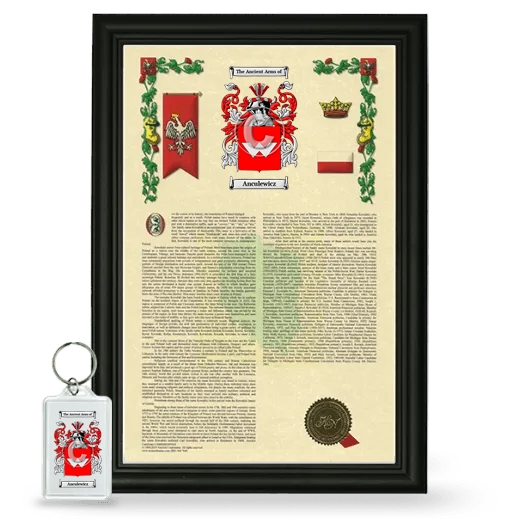 Anculewicz Framed Armorial History and Keychain - Black