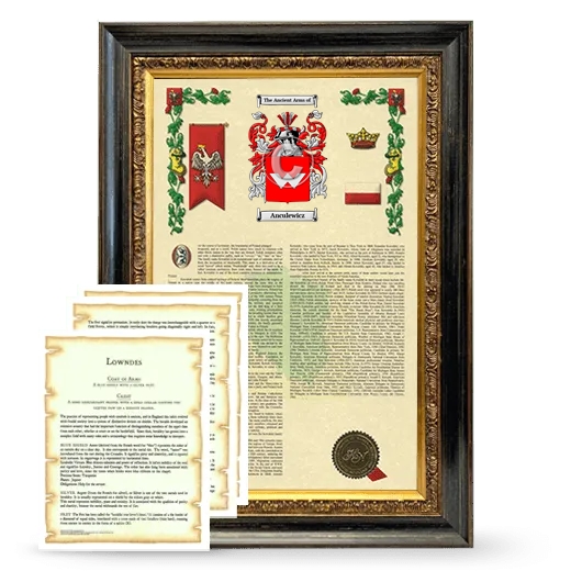 Anculewicz Framed Armorial History and Symbolism - Heirloom