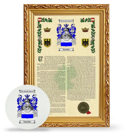 Enterlein Framed Armorial History and Mouse Pad - Gold