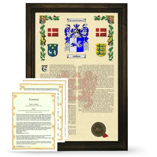 Andison Framed Armorial History and Symbolism - Brown