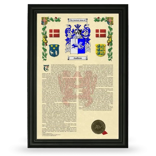 Andison Armorial History Framed - Black