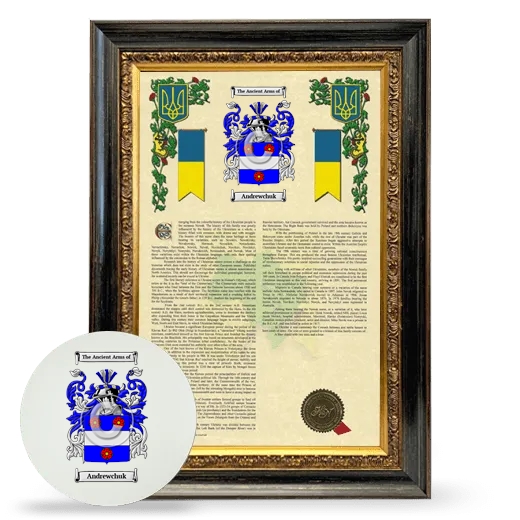 Andrewchuk Framed Armorial History and Mouse Pad - Heirloom
