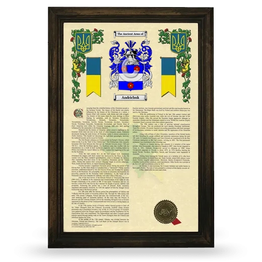 Andrichuk Armorial History Framed - Brown