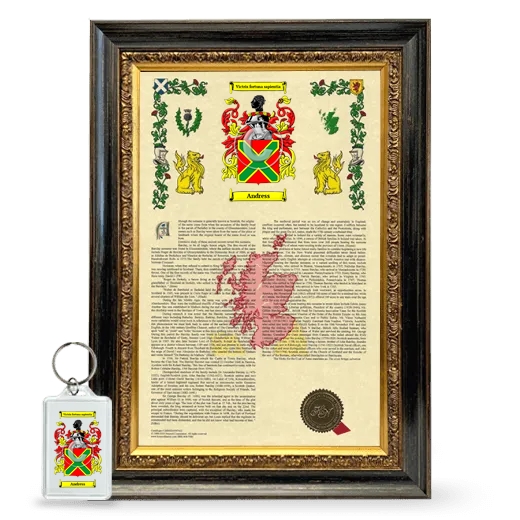 Andress Framed Armorial History and Keychain - Heirloom