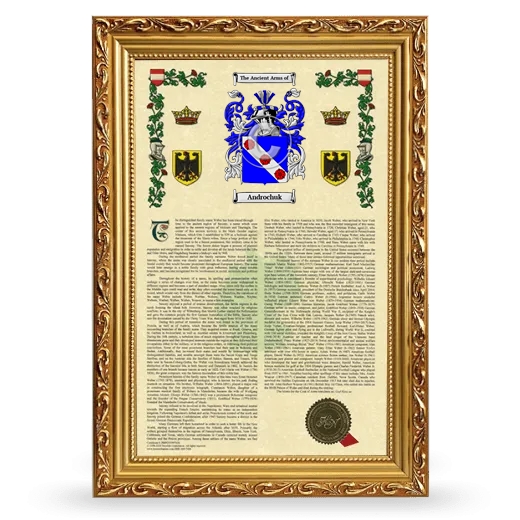 Androchuk Armorial History Framed - Gold