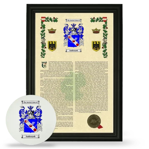 Andrusyak Framed Armorial History and Mouse Pad - Black