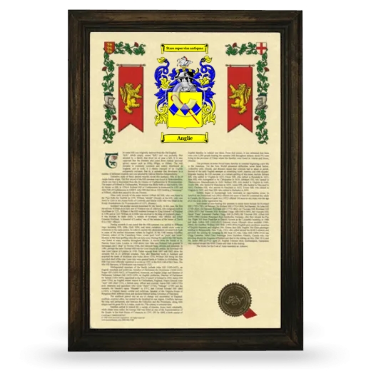 Anglie Armorial History Framed - Brown