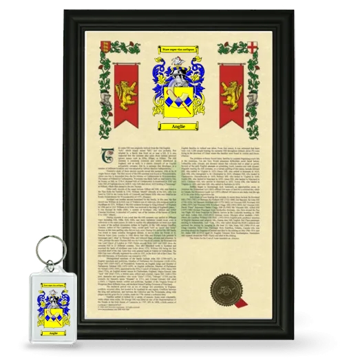 Anglie Framed Armorial History and Keychain - Black