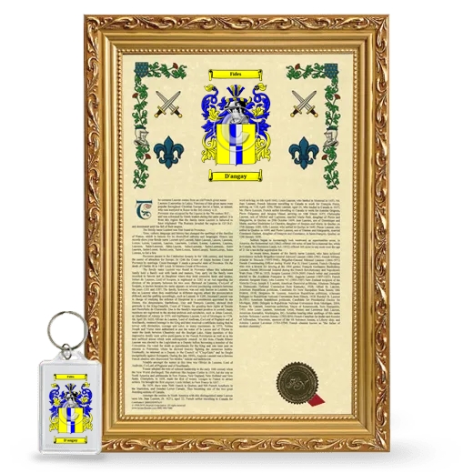 D'angay Framed Armorial History and Keychain - Gold