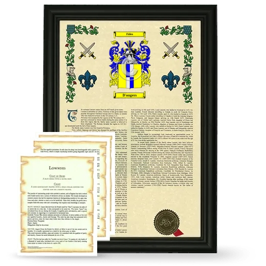 D'angers Framed Armorial History and Symbolism - Black