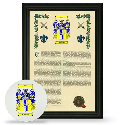 D'angger Framed Armorial History and Mouse Pad - Black