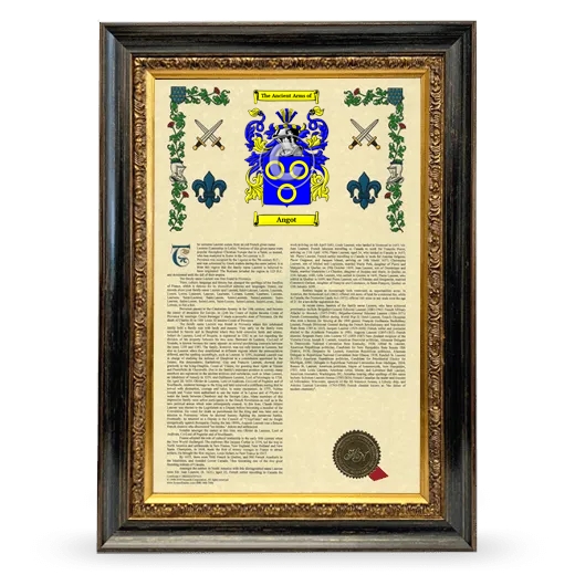 Angot Armorial History Framed - Heirloom