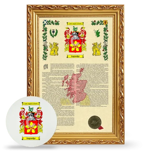 Anguadge Framed Armorial History and Mouse Pad - Gold