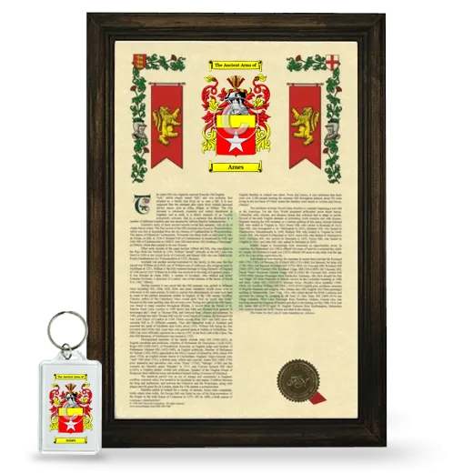 Arnes Framed Armorial History and Keychain - Brown