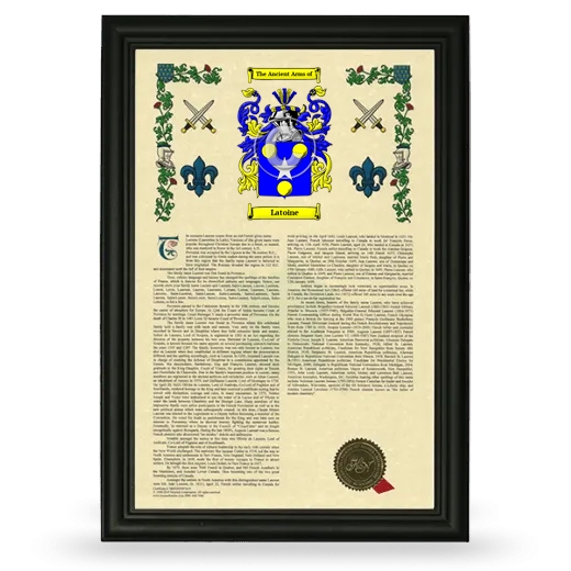 Latoine Armorial History Framed - Black